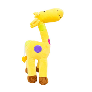 PELÚCIA GIRAFA AMARELA COM PINTAS COLORIDAS 45CM