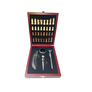 KIT VINHO COM JOGO DE XADREZ 5 PEÇAS - UNHOME