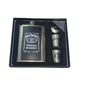 KIT CANTIL COM COPINHOS - JACK DANIELS - CROMADO COM PRETO