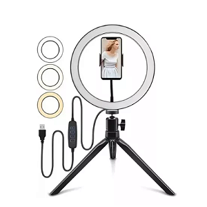 💡🎥 Ring Light 8” – Tripé de Mesa + Suporte Celular – Selfies e Vídeos Profissionais!