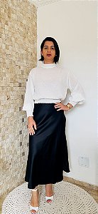 Blusa Cropped Manga Longa Off White