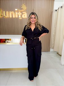 Conjunto calça regulavel+cropped