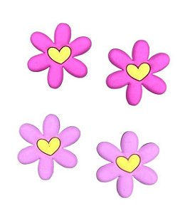 Flor com Coração Emborrachada (par)
