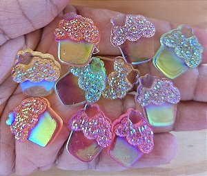 Cupcake Glitter em Resina (5 pares)