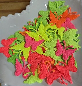 Borboletas em tecido prensado Neon