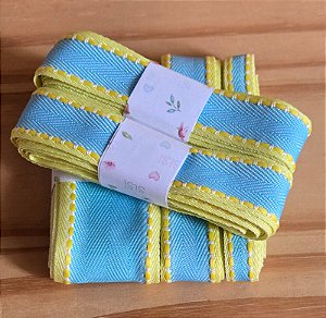 Fita pespontada Sinimbu azul e amarela (6m)