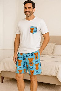 Pijama masculino adulto (manga curta + short)
