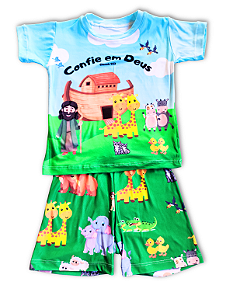 Pijama infantil Cristão - curto (Arca de Noé)