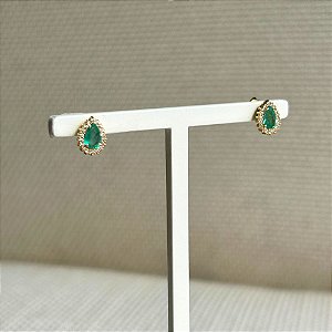 Brinco Gota com Esmeralda e Brilhante