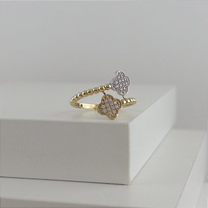 Anel Duplo Trevo em Brilhantes