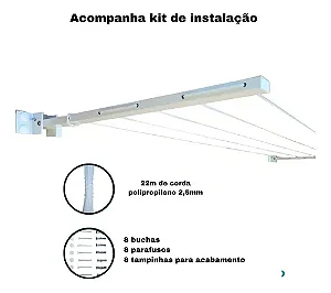 Varal Retrátil Alumínio De Parede Muro Comercial 30kg