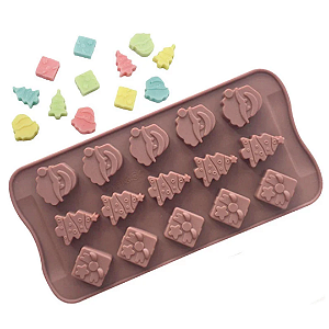 Forma de Silicone Molde Natal Mini Papai Noel / Árvore