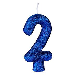 VELA CINTILANTE GLITER AZUL N° 2 (1X10)