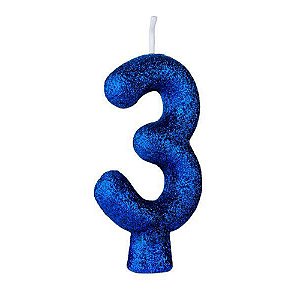 VELA CINTILANTE GLITER AZUL N° 3 (1X10)