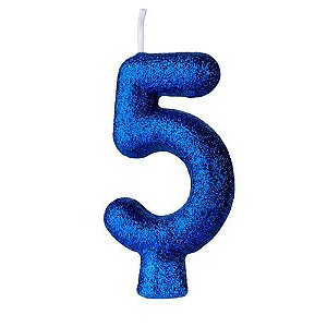 VELA CINTILANTE GLITER AZUL N° 5 (1X10)