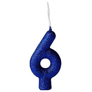 VELA CINTILANTE GLITER AZUL N° 6 (1X10)