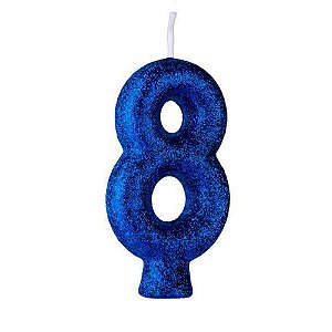 VELA CINTILANTE GLITER AZUL N° 8 (1X10)