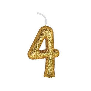 VELA CINTILANTE GLITER DOURADA N° 4 (1X10)
