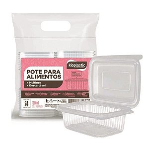 POTE RETANGULAR ARTIC. RIOPLASTIC 1000ML C/ 24 UNI (6X24)