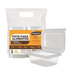 POTE RETANGULAR ARTIC. RIOPLASTIC 400ML C/ 24 UNI (12X24)