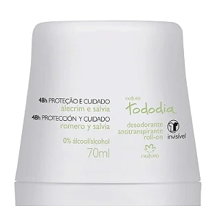 Desodorante Antitranspirante Roll-on 70ml - Tododia Alecrim e Sálvia