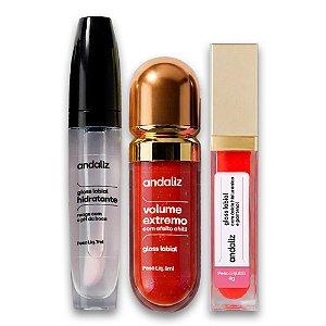 Kit Lábios: Trio de Gloss Hidratante – Andaliz