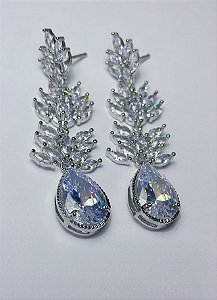 Brinco Luxo Gotas de Zircônia