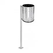 LIXEIRA INOX VAZADA 36 LITROS COM POSTE