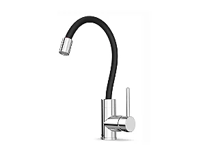 Monocomando de Mesa Cozinha com Bica Flexível Celite Colors Cromado e Preto