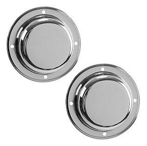 2 Tampa Metal Cubo Roda Randon 4 Furos Modelo Novo Cromada Prateado