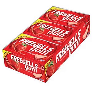 CHICLE FREEGELLS GUM MORANGO 15UN (12) DP/15