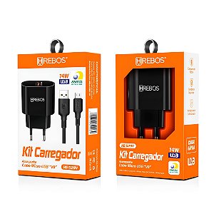 Carregador Completo Turbo 14W Micro USB V8 Hrebos HS-529V