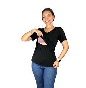 Blusa Para Amamentação Gola V Manga Curta