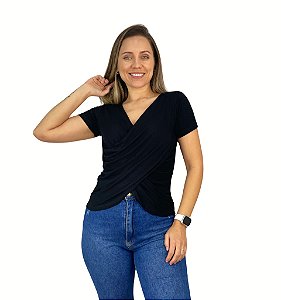 Blusa Para Amamentação Transpassada  Manga Curta