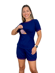 Conjunto Pijama Amamentação Premium Verão Feminino Maternidade Gestante Gravida Pós Parto