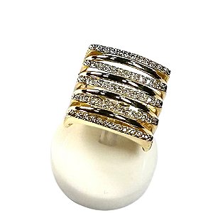 Anel Largo em Ouro 18k 750 com Brilhantes 10,90g