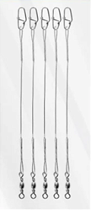 Cabo de Aço Leader Nickel Marine 4" 9cm Com Snap e Girador - 5 Unidades