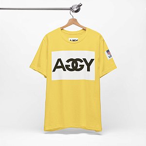 camiseta básica de algodão peruano amarela