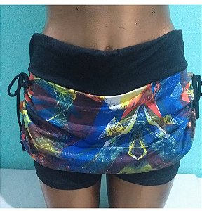 Saia Short Estampada com Cintura Alta