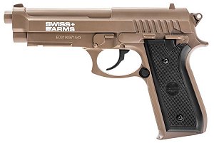 PISTOLA DE CARGA CYBERGUN SWISS ARMS CO2 4.5MM SA92 SLIDE FIXO TAN