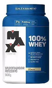 100% Whey 900g Pote Max Titanium Baunilha