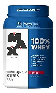 100% Whey 900g Pote Max Titanium Morango