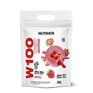 PROTEINA NUTRATA W100 WHEY MORANGO REFIL 900 G