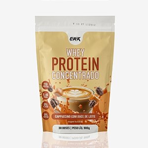 Whey 100% Concentrado Pouch 900g – Exx Nutrition | Cappuccino com Doce de Leite