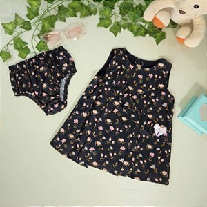 Vestido Due Bambini Com Tapa Fraldas Isabel Preto
