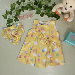 Vestido Due Bambini Com Tapa Fraldas Isabel Amarelo