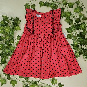 Vestido Due Bambini Lara Vermelho Poá Preto