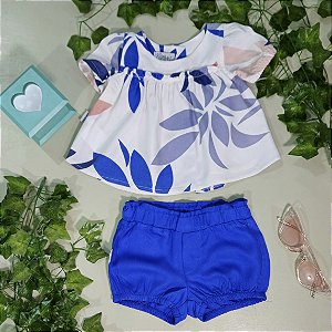 Conjunto Due Bambini Agata Blusa Estampada Azul
