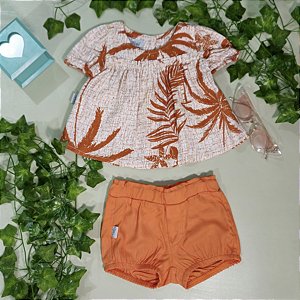 Conjunto Due Bambini Agata Blusa Estampada Laranja
