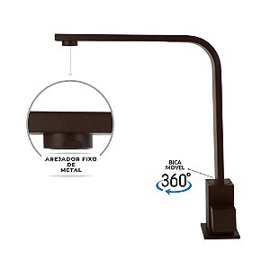 Torneira Bica Movel Quadrit Slim Bancada Cozinha 4042 Aço Corten